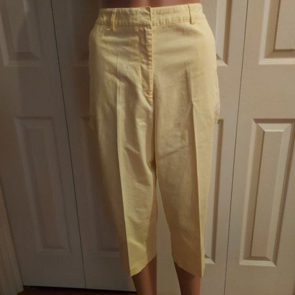 NEW Kim Rogers Yellow Cotton Spandex Capri Size 6P - Picture 1 of 5